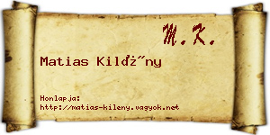 Matias Kilény névjegykártya